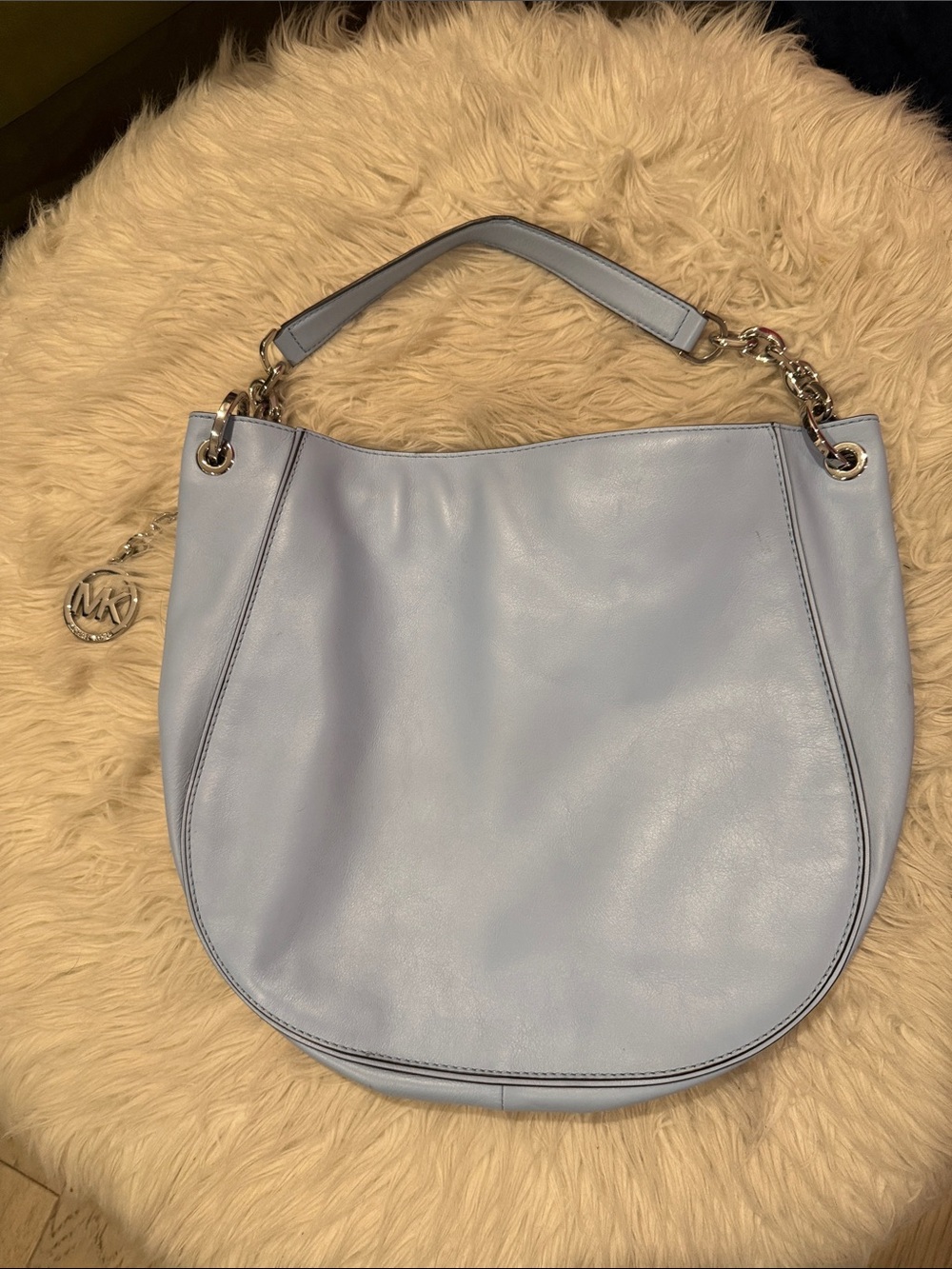 Michael Kors Pale Blue Leather Shoulder Hobo